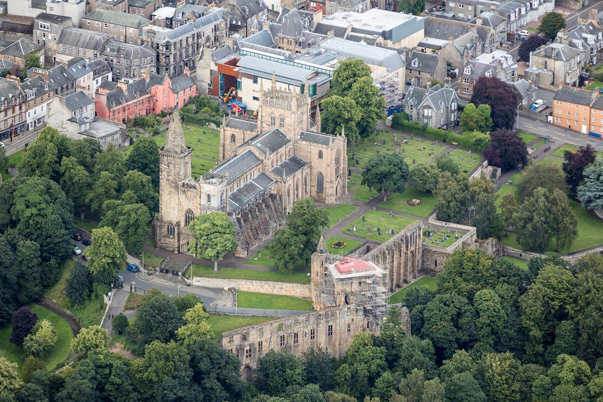Aerial view of Dunfermelin Abbey