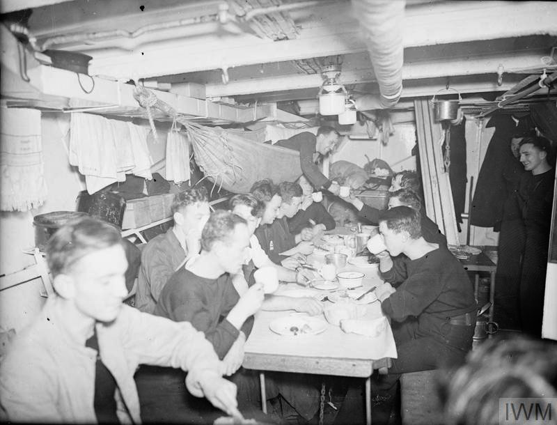 Eating and sleeping in a Mess on the lower deck of HMS Vanity