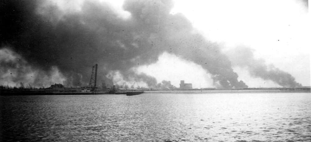Oil tanks on fire at Dunkirk