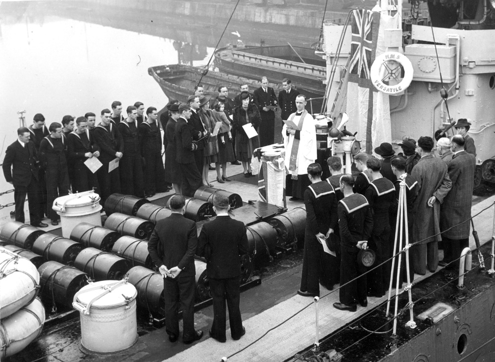 Baptism of the daughter of the CO aboard ship
