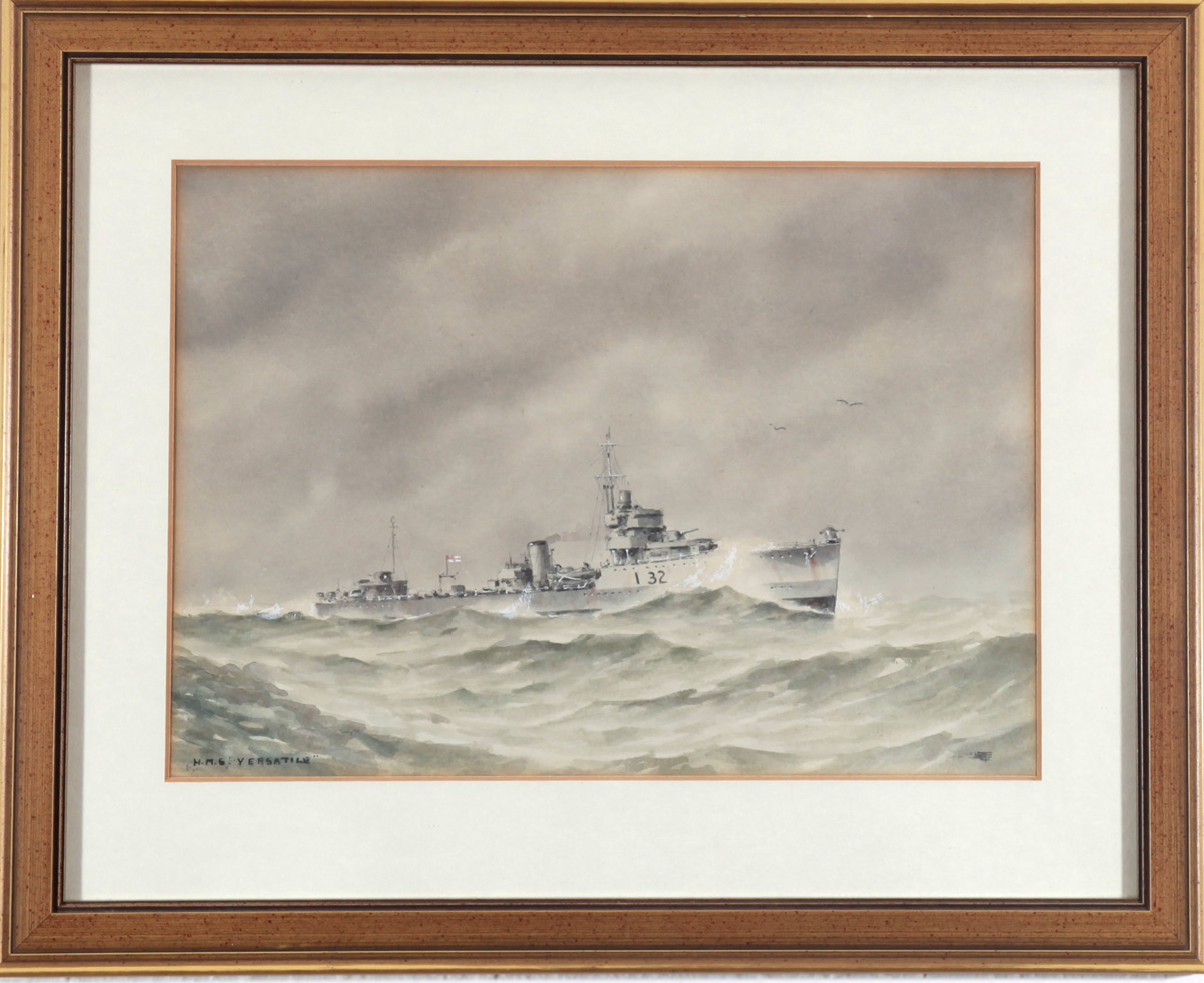 Painting of HMS Versatile by Eric Tufnell