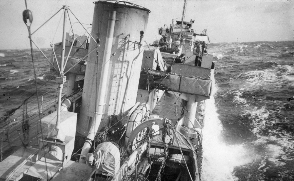 View from bridge on Atlantic convoy 1943