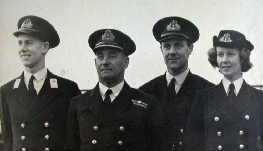 Sir Errol Manners and his three sons and daughter - all in Naval uniform.
