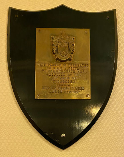 The Coat of Arms of Todmorden presented to HMS Vidette by the town