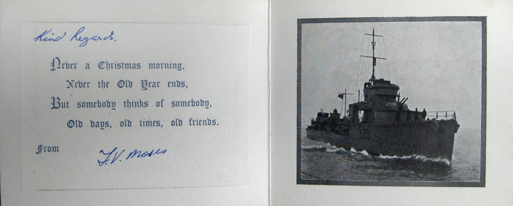 Christmas card signed by shipmate on Viniera Moses