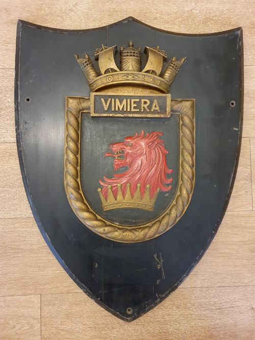 Crest of HMS Vi,miera presented to Sandbach by the Admiralty