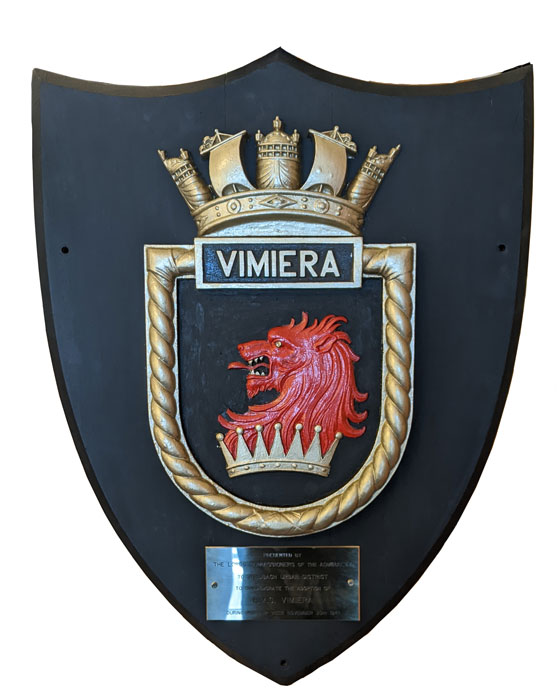 Rge plaqye for HMS Vimiera presented to Sandbach after her adoption in 1941