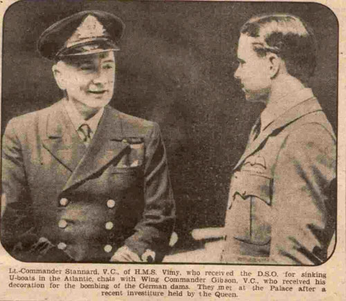 Press Cutting of Lt Cdr Stannard (Vimy) & Guy Gibson RAF