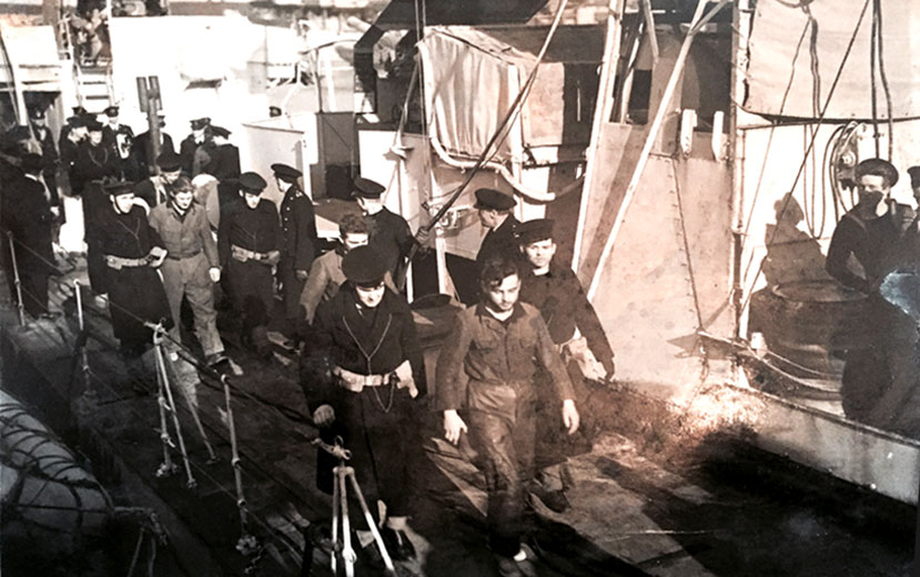 Survivors from U-187 after landing at Liverpool