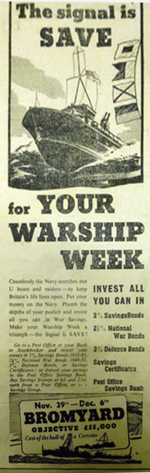 Advertisement for Warship Week in Bromyard