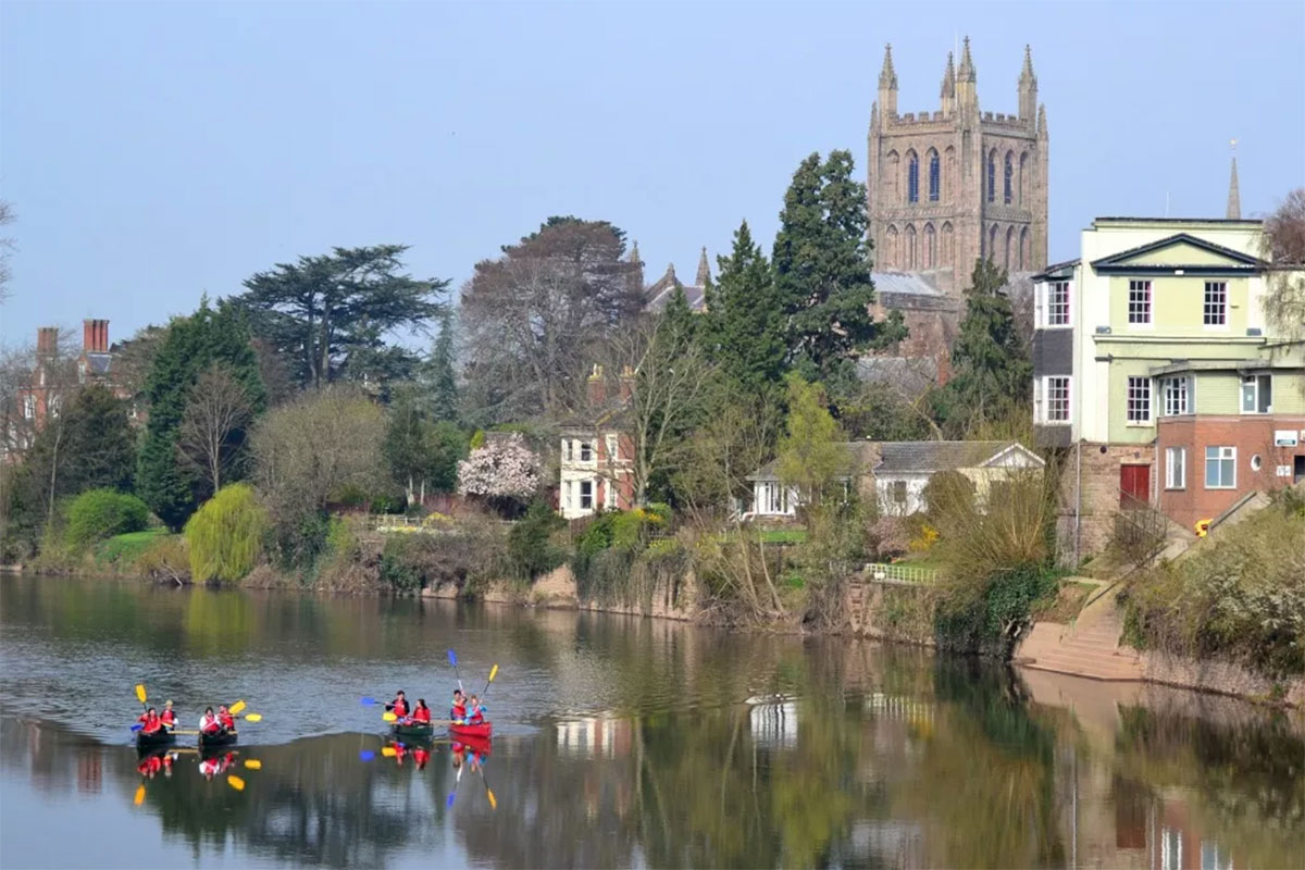 Hereford Cathedral on the River Wye by (Pictures Of England)