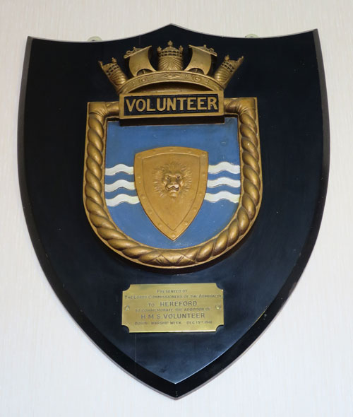 Admiralty Shield presented to Hereford on the adoption of HMS Volunteer in Warships Week December 1941