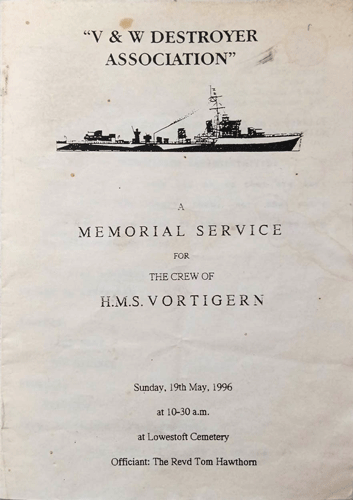 Order of Service for the men killed when HMS Wortigern sunk