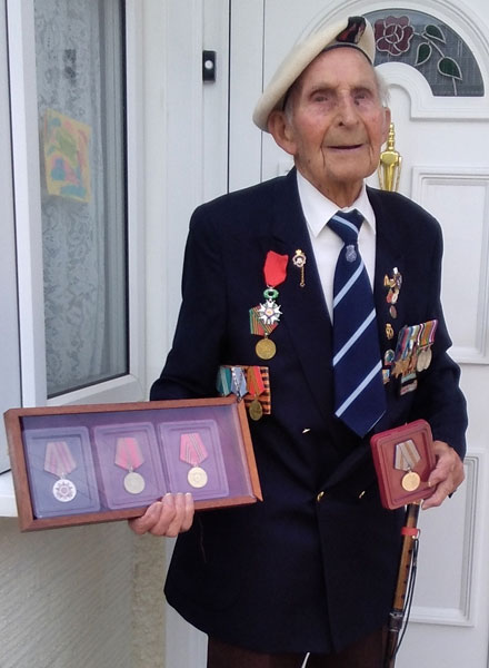 Albert Foulser with his Russian medals