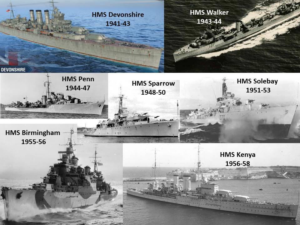 The ships in which James Glossop served