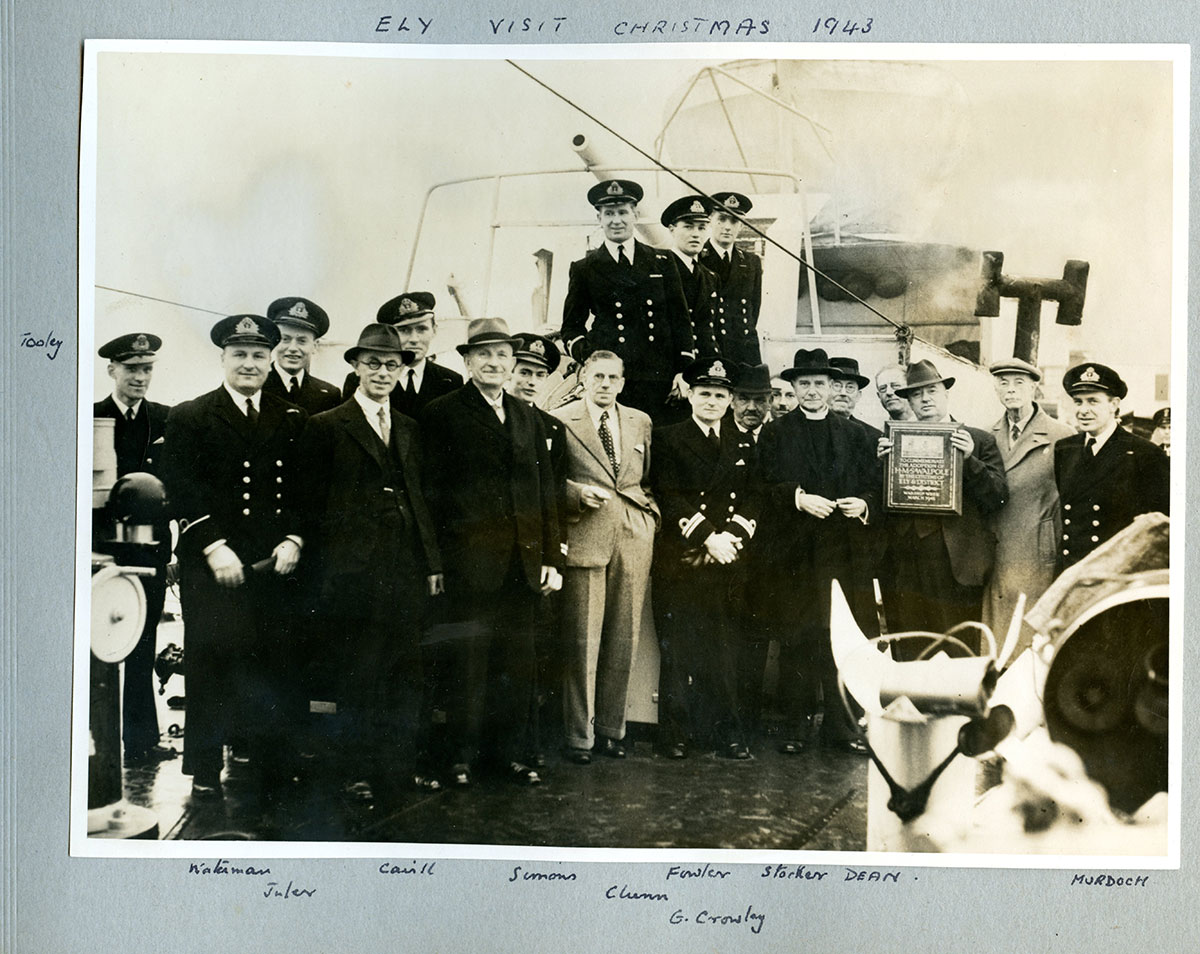 Guests from Ely visit HMS Walpole Christmas 1943