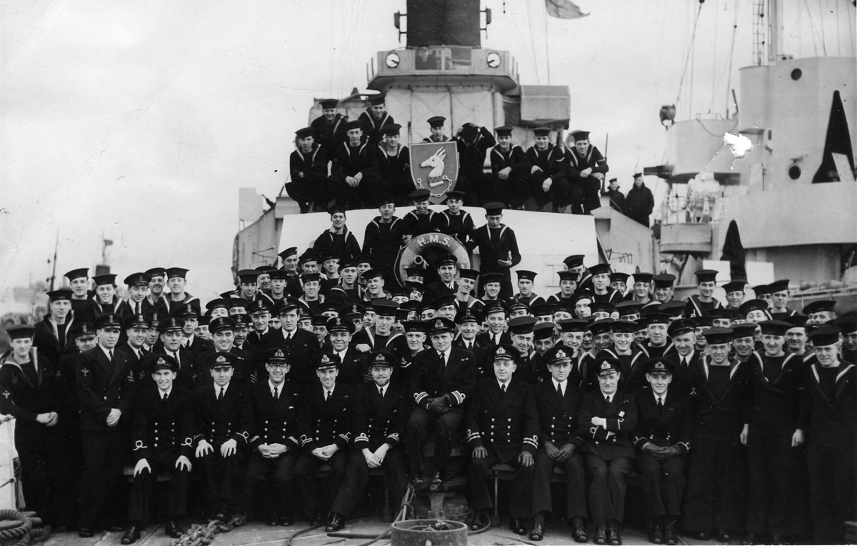 The ship's Company of HMS Walpole in January 1945