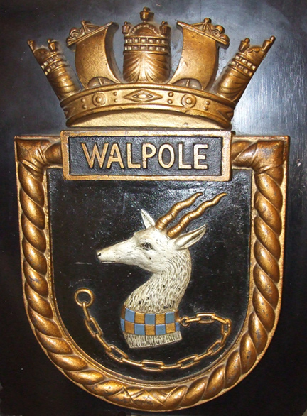 The crest of HMS Walpole pesented to Ely by the Admiralty