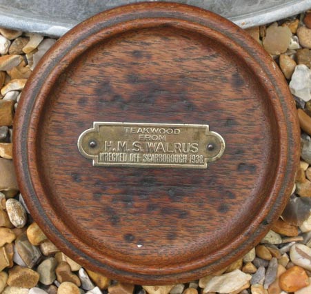 Teak Plate from HMS Walrus