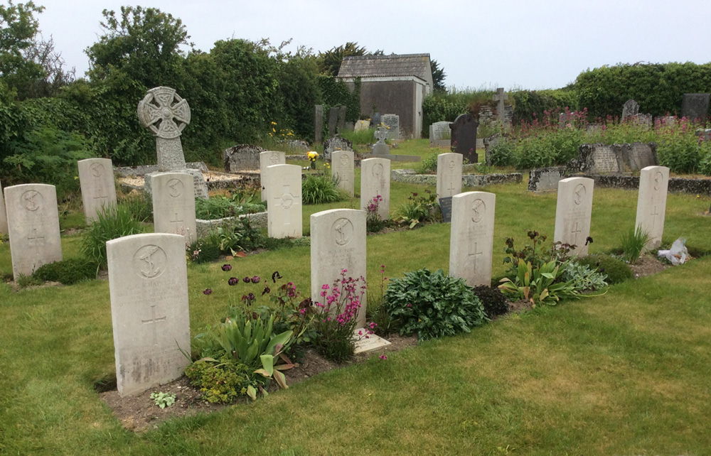 Graves of the men killed when HMS Warwick sank