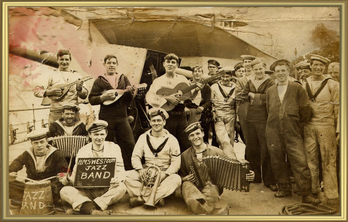 George Little on trumpet in the HMS Westcott Jazz Band in Copenhagen between the wars