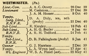 Naval List, October 1941