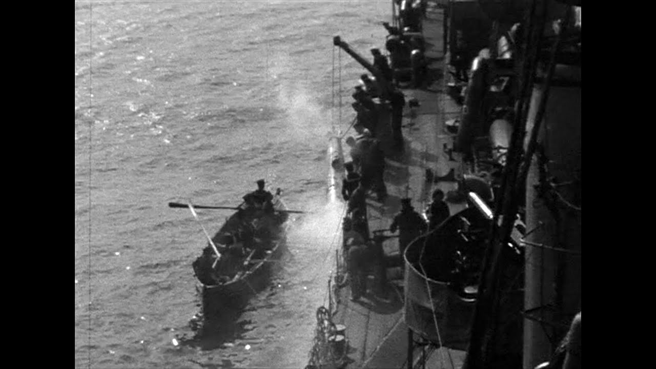 A whaler was launched - still from film by Lt Philip F Hall RN