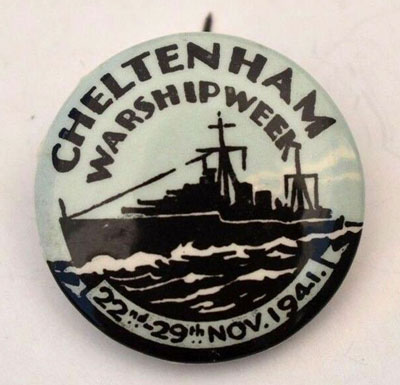 Tin badge for Warships Week in Cheltenham