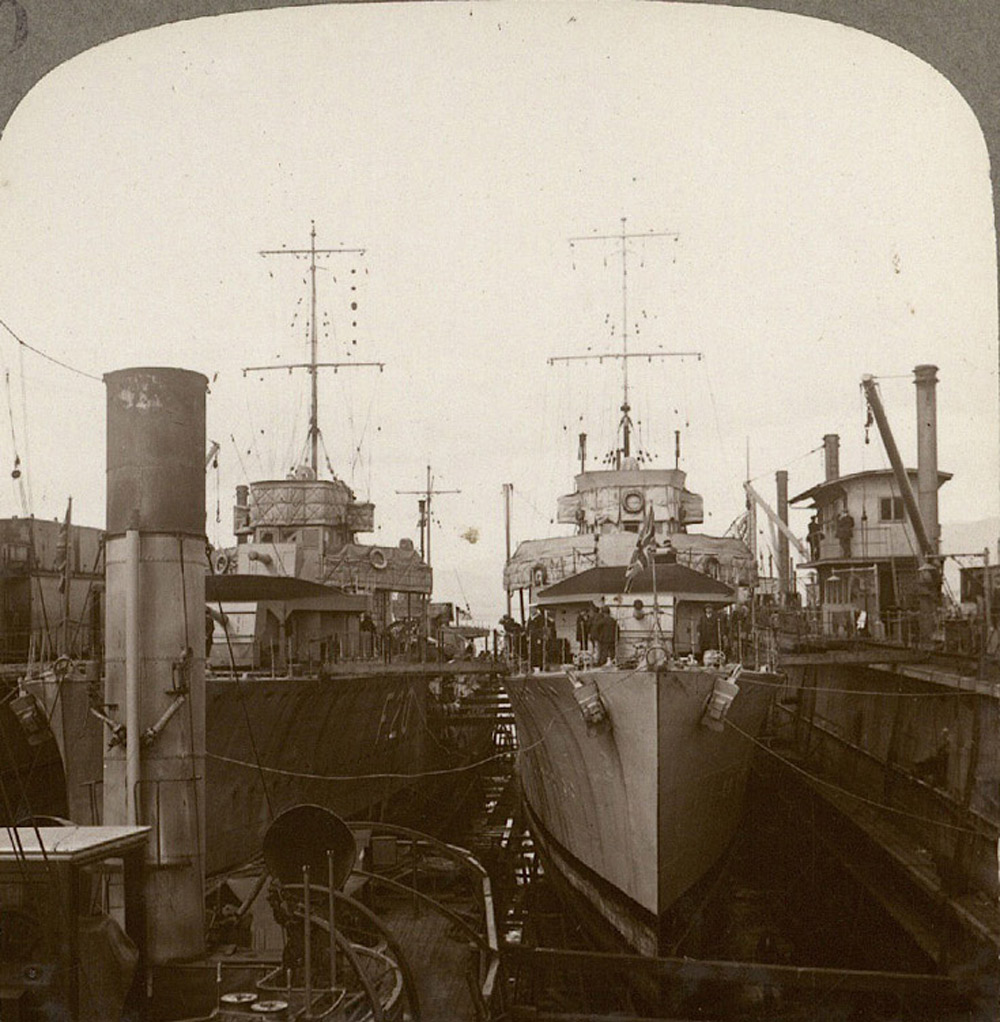HMS Whitley (F20) and HMS Wolfhound (F18) in Drydock at Invergordon