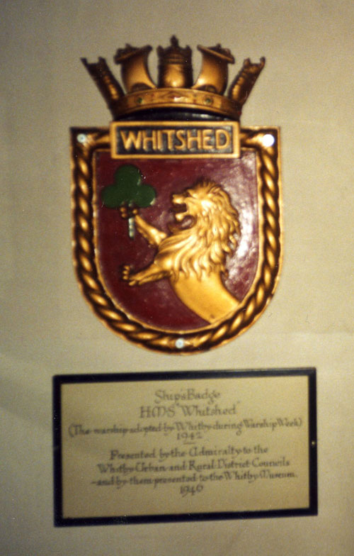 The Plaque / Badge of HMS Whitshed in Whitby Museum