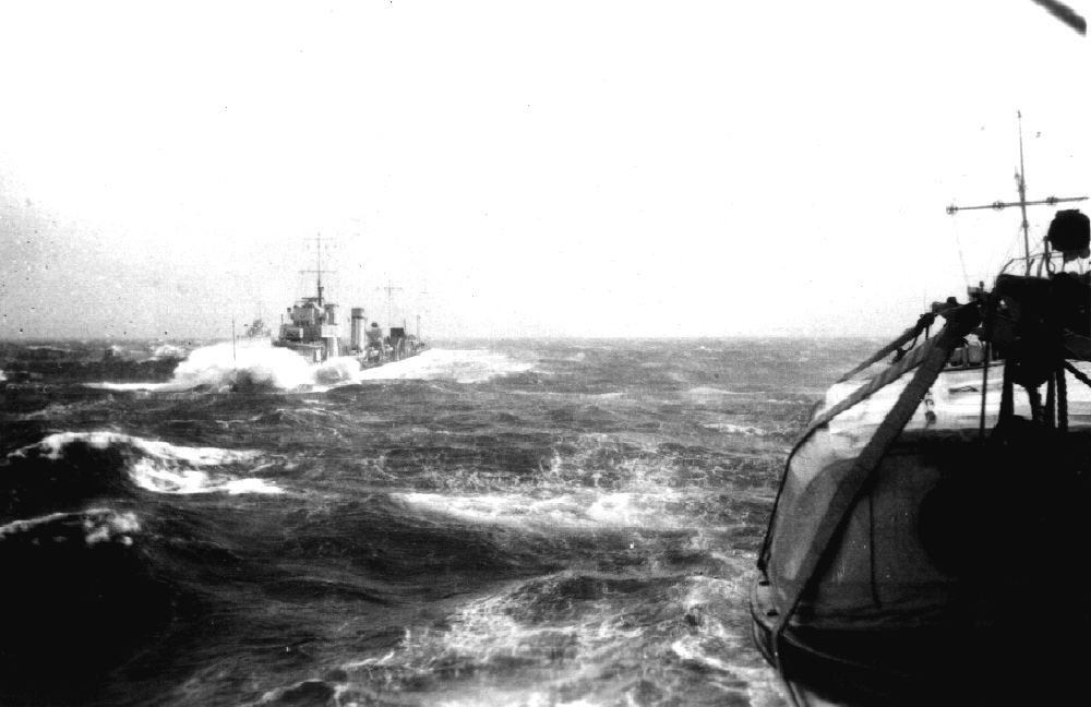 HMS Wishart taken from HMS Verity in a rough sea