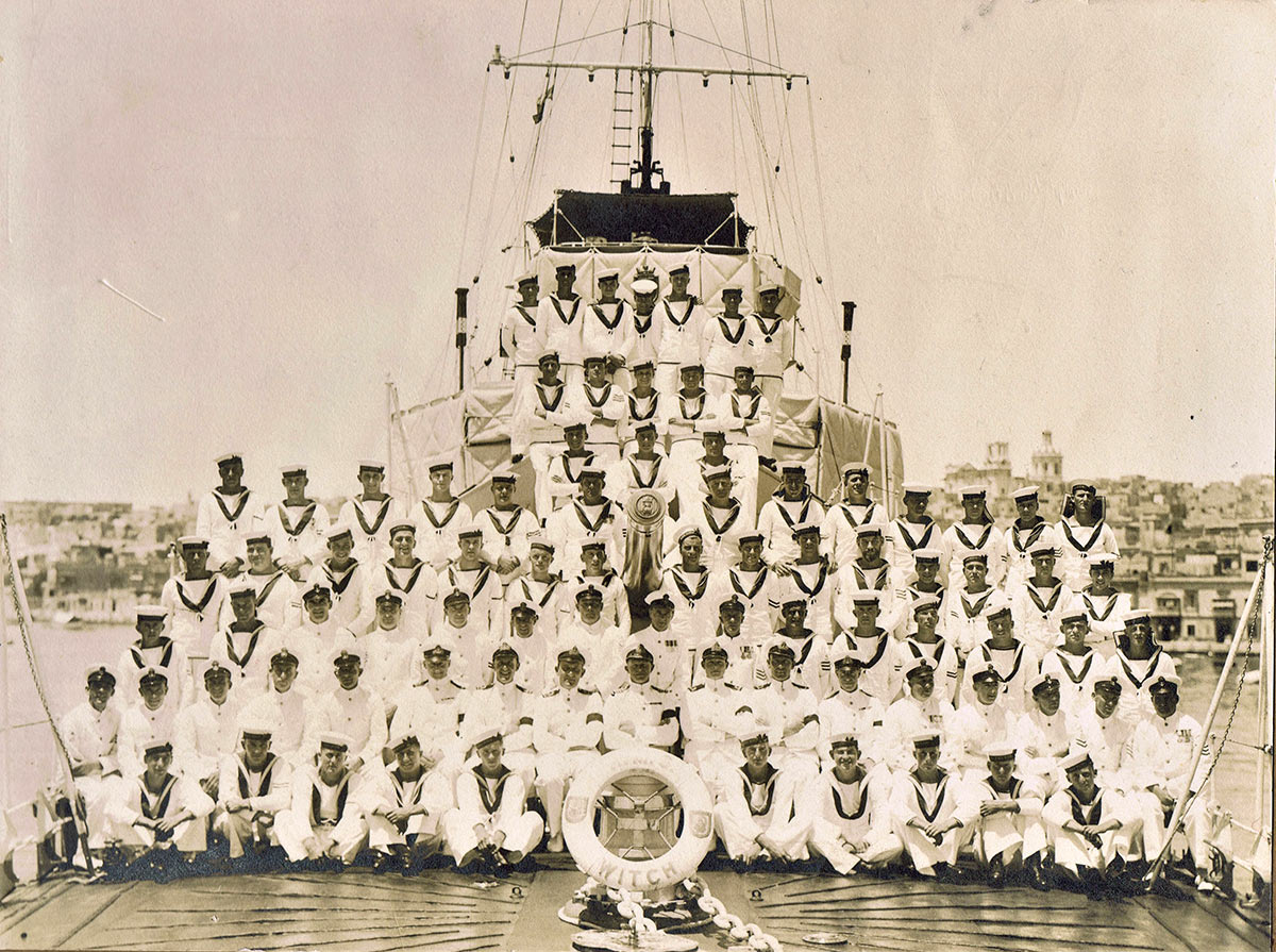 Ship's Company of MNS Witch ast Valette, Malta, in 1930s