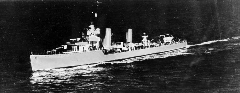 HMS Witch as an Air Target Ship in May 1945