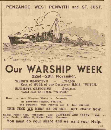 Adveet foer Warships Weekn in Penzance to adopt HMS Witch