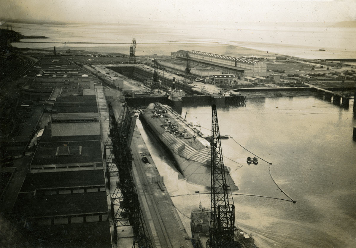 Le havre from the air showing sunken French liner