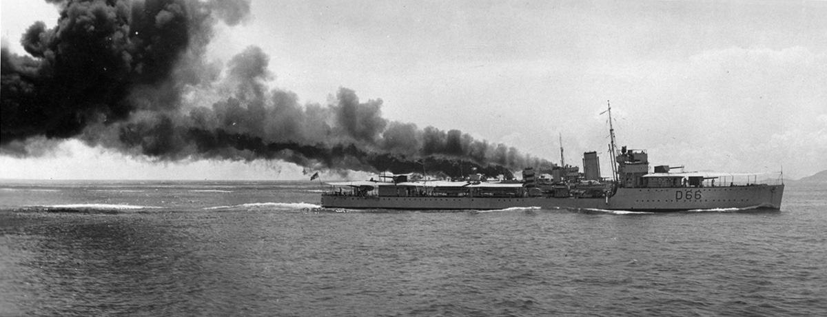 HM Wivern making smoke between the wars in the Mediterranean