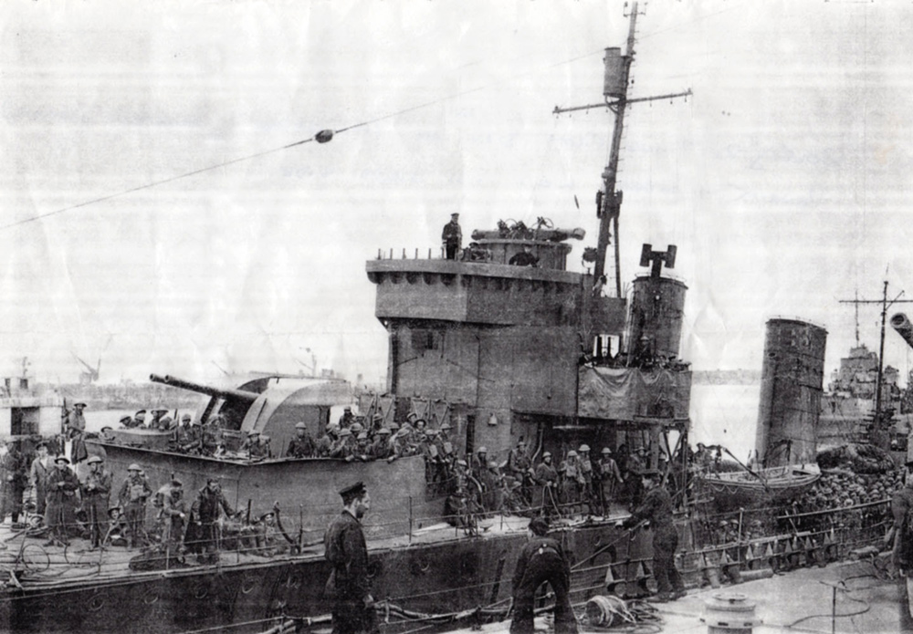 HMS Wolsey n her return from Dunkirk