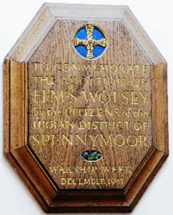 Plaque presented to HMS Wolsey by Spennymoor