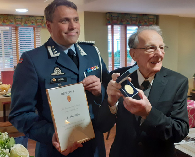 Frank Witton receives the Norwegian Medal of Honour on Friday 22 November 2019