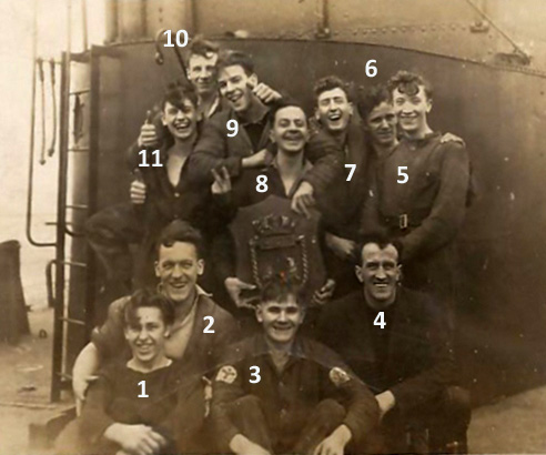 Stokers on HMS Woolston after a boiler clean