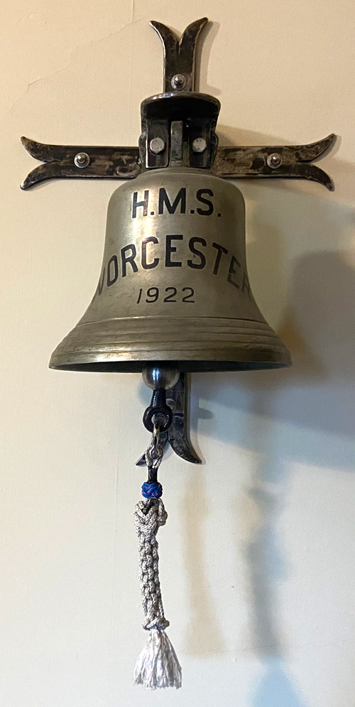 The bell of HMS Worcester in the Guildhall, Worcester