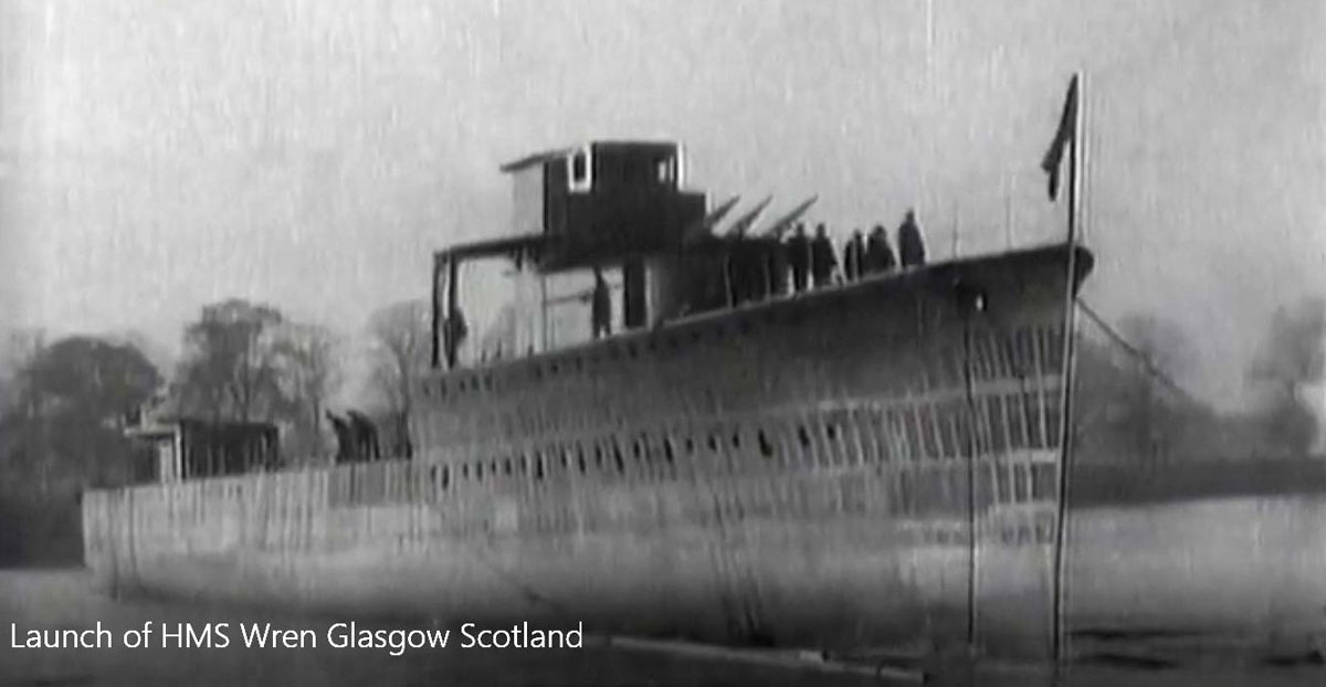 The launch of HMS Ren at Yarrow Shipbuilders on the Cyde, 11 November 1919 (Pathe News),