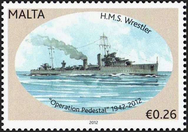 HMS Wrestler's part in Operation Pedestal is commemorated on this stampp