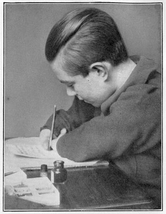 John Buchanan as a child writing without hands