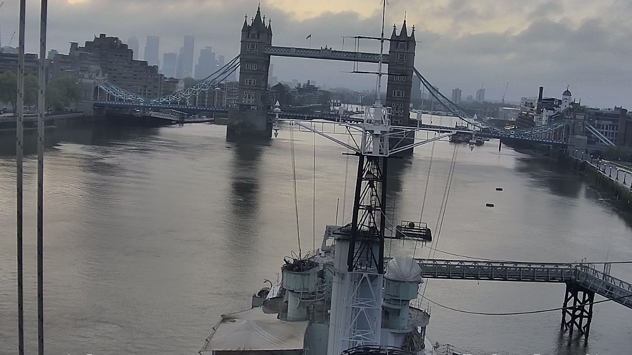 View from Crows Nest Camera on HMS Belfast
